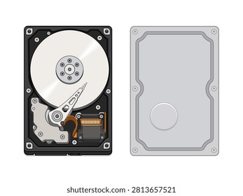 Computer parts. HDD hard disk. flat design style vector illustration EPS 10.