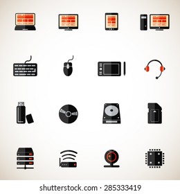 Computer parts icon set  
