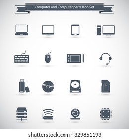 Computer and computer parts icon set 