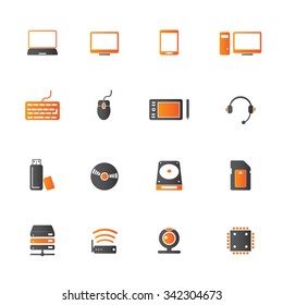Computer and computer parts icon set 