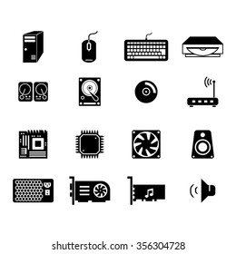 Computer Parts Icon Set.