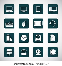 Computer and computer parts icon set