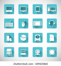 Computer and computer parts icon set