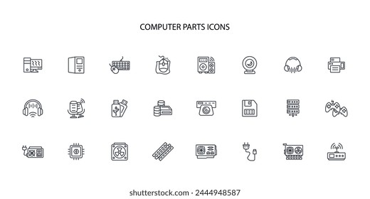 Computer parts icon set.vector.Editable stroke.linear style sign for use web design,logo.Symbol illustration.