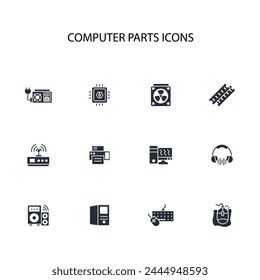 Computer parts icon set.vector.Editable stroke.linear style sign for use web design,logo.Symbol illustration.