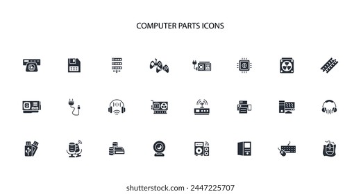Computer parts icon set.vector.Editable stroke.linear style sign for use web design,logo.Symbol illustration.