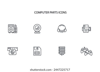 Computer parts icon set.vector.Editable stroke.linear style sign for use web design,logo.Symbol illustration.