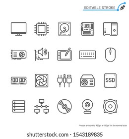Computer parts line icons. Editable stroke. Pixel perfect.