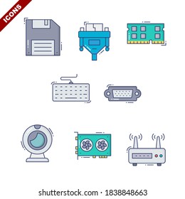 computer parts set vector illustration icon