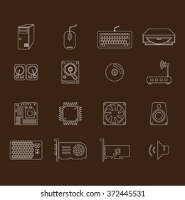 Computer Parts Vector Icon set.