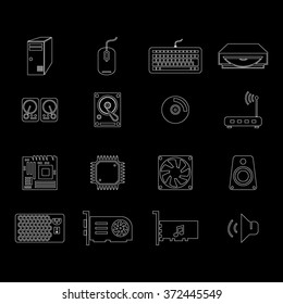 Computer Parts Vector Icon set.