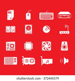 Computer Parts Vector Icon Set.