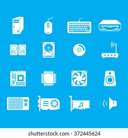 Computer Parts Vector Icon set.