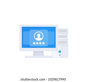 computer with password access, authentication window