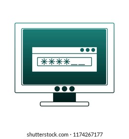 Computer with password blue lines