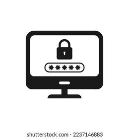 Computer password flat icon isolated on white background. Vector illustration