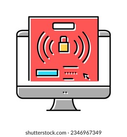 computer password hacking color icon vector. computer password hacking sign. isolated symbol illustration