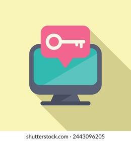 Computer password key icon flat vector. Code mobile. Register verify step