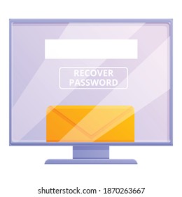 Computer password recovery icon. Cartoon of computer password recovery vector icon for web design isolated on white background