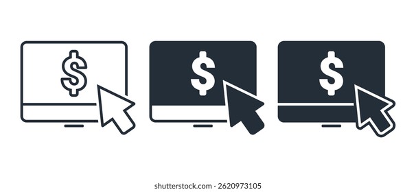 Computer with pay per click icon. illustration vector