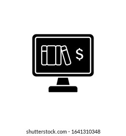 Computer pc books dollar icon. Simple online study icons for ui and ux website or mobile application