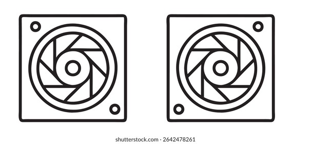 Computer pc cooling fan vector illustration for desktop cpu cooler and system heat sink design.