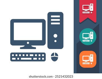 Computadora, PC, icono de escritorio. Profesional, ícono de píxel perfecto. Formato EPS 10.