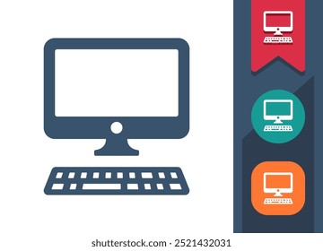 Computer, PC, Desktop Icon. Professional, pixel perfect icon. EPS 10 format.