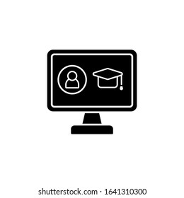 Computer pc graduation education icon. Simple online study icons for ui and ux website or mobile application