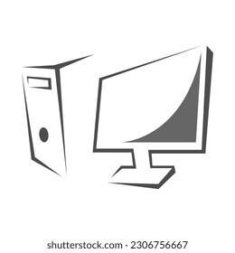 Computer PC icon logo design illustration