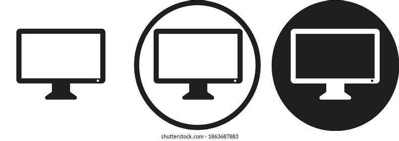 Computer PC icon set  Collection of high quality 
black outline logo for web site design 
and mobile dark mode apps
Vector illustration on a white background