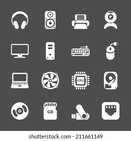 computer pc icon set, each icon is a single object (compound path), vector eps10