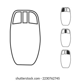 Computer PC or laptop mouse vector line icon. Black and isolate on white graphic symbol. Set of options for pressed keys: right, middle (roller), right, or their combination.