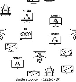 Computer Pc Monitor Vector Seamless Pattern Thin Line Illustration