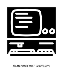 computer pc old gadget glyph icon vector. computer pc old gadget sign. isolated symbol illustration