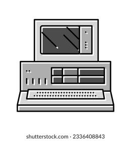 computer pc retro device color icon vector. computer pc retro device sign. isolated symbol illustration