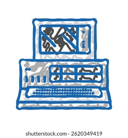 computer pc retro device doodle icon sketch vector. computer pc retro device sign. isolated symbol illustration
