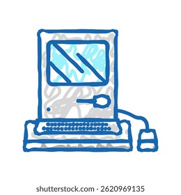 computador pc retro gadget ícone doodle esboço vetor. computador pc retro gadget sinal. ilustração símbolo isolado