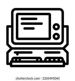 computer pc retro gadget line icon vector. computer pc retro gadget sign. isolated contour symbol black illustration