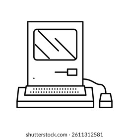 computer pc retro gadget line icon vector. computer pc retro gadget sign. isolated contour symbol black illustration