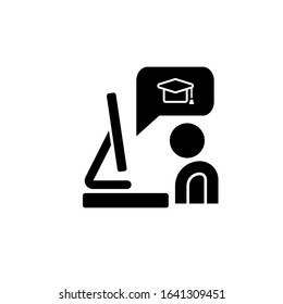 Computer pc student graduation icon. Simple online study icons for ui and ux website or mobile application