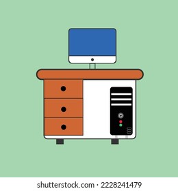 Computer pc table icon . Vector pc table design