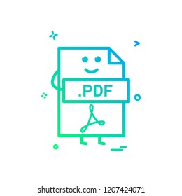 Computer pdf file format type icon vector design