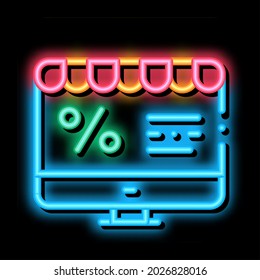 Computer Percent Mail neon light sign vector. Glowing bright icon Computer Percent Mail sign. transparent symbol illustration