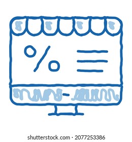 Computer Percent Mail sketch icon vector. Hand drawn blue doodle line art Computer Percent Mail sign. isolated symbol illustration