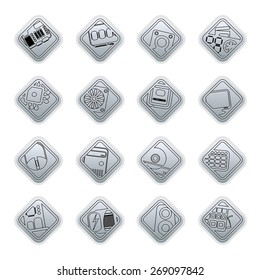 Computer performance and equipment icons - vector icon set