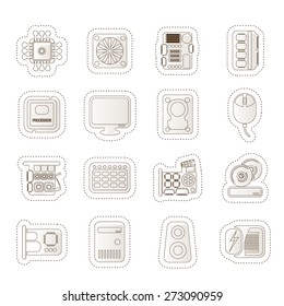 Computer Performance and Equipment Icons - Vector Icon Set