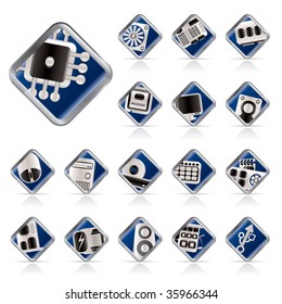 Computer  performance and equipment icons - vector icon set