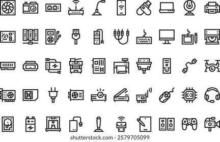 Computer peripherals icons High-Quality Vector Icons Collection with Editable Stroke. Ideal for Professional and Creative Projects