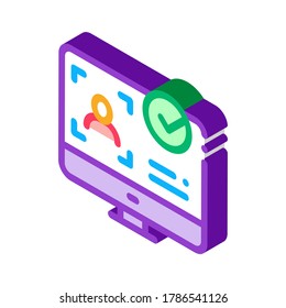 Computer Person Identity Icon Vector. Isometric Computer Person Identity sign. color isolated symbol illustration